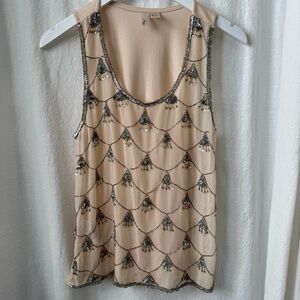 Forever 21 Couture Beaded Scoop Neck Tank Top sz M